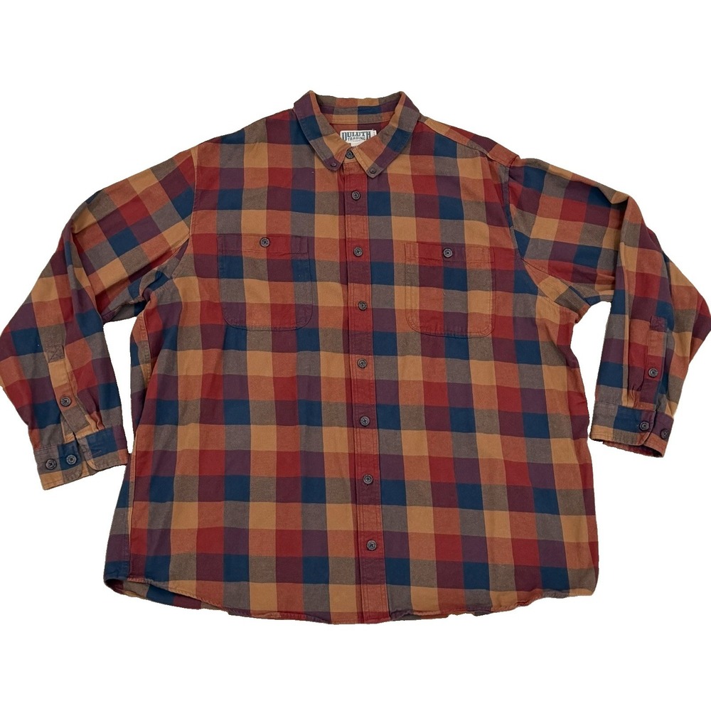 Duluth Trading Co Men's 3XL Tall Plaid Shirt 100% Cotton Button Down